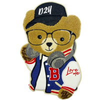 wholesale custom large embroidered iron on badge furry chenille patch