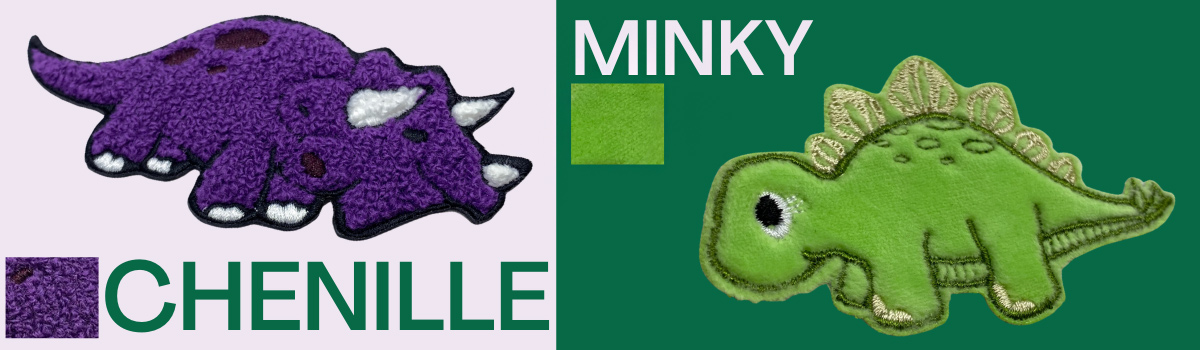 difference between custom cheille patch and minky patch