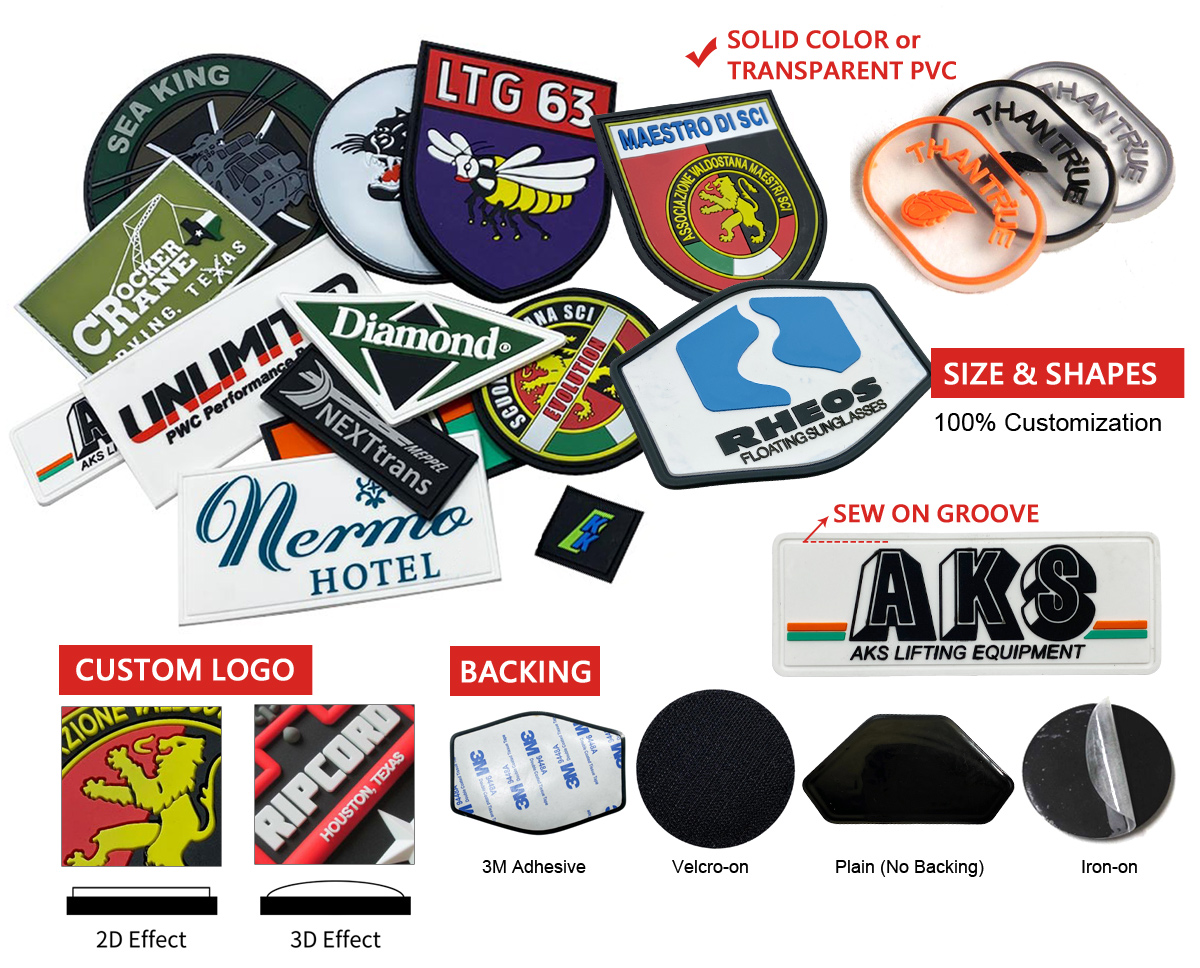 manufacturer custom logo rubber pvc patches wholesale