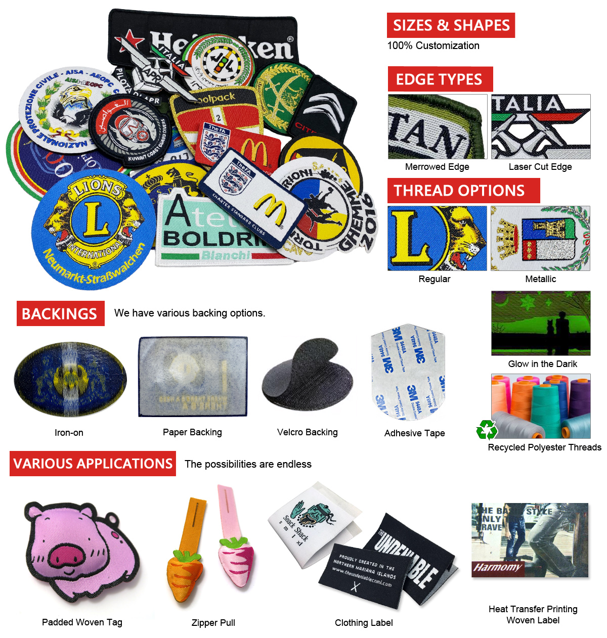 wholesale custom logo woven patches and clothing labels