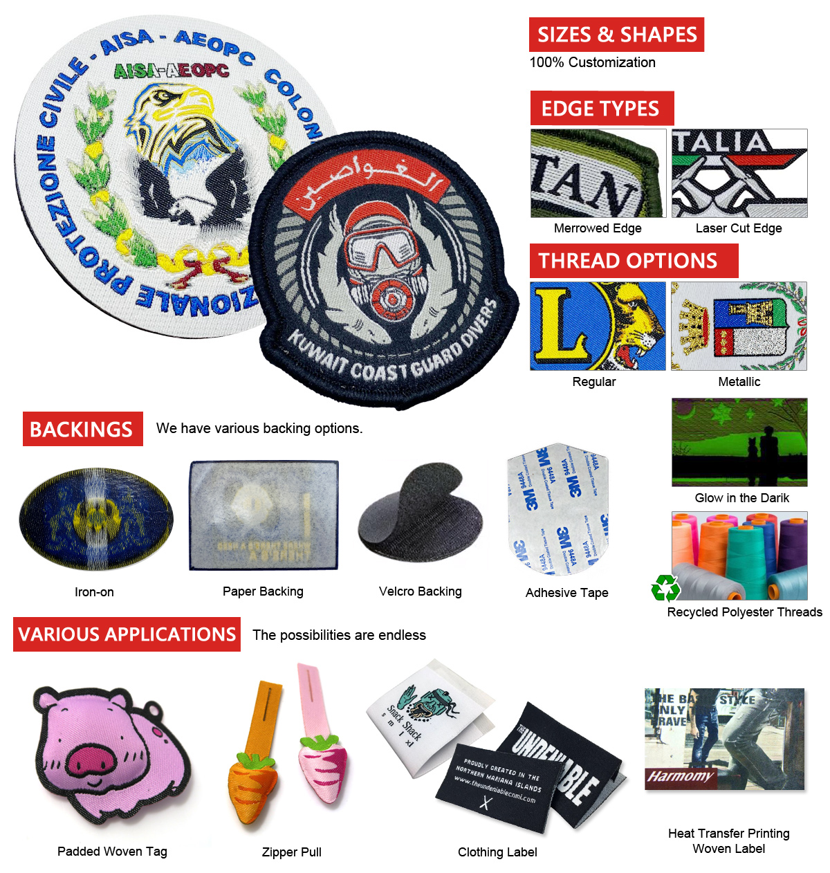 wholesale custom logo woven patches and clothing labels