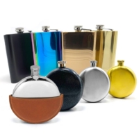 wholesale wine gift custom logo hip flask with leather pouch