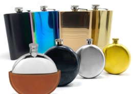 wholesale wine gift custom logo hip flask with leather pouch