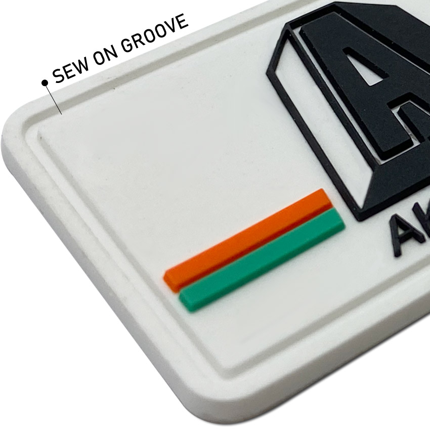 custom logo sew on PVC patch wholesale