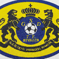 woven patch with small lettering and sharp text