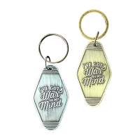 wholesale custom logo stamped metal vintage hotel keychains