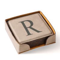 wholesale custom logo printed leather drink coaster sets