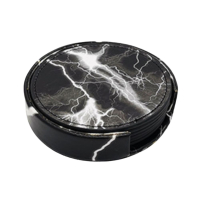 personalized marble pattern leather beverage coaster for restaurant