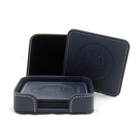 custom logo square leather drink coaster set