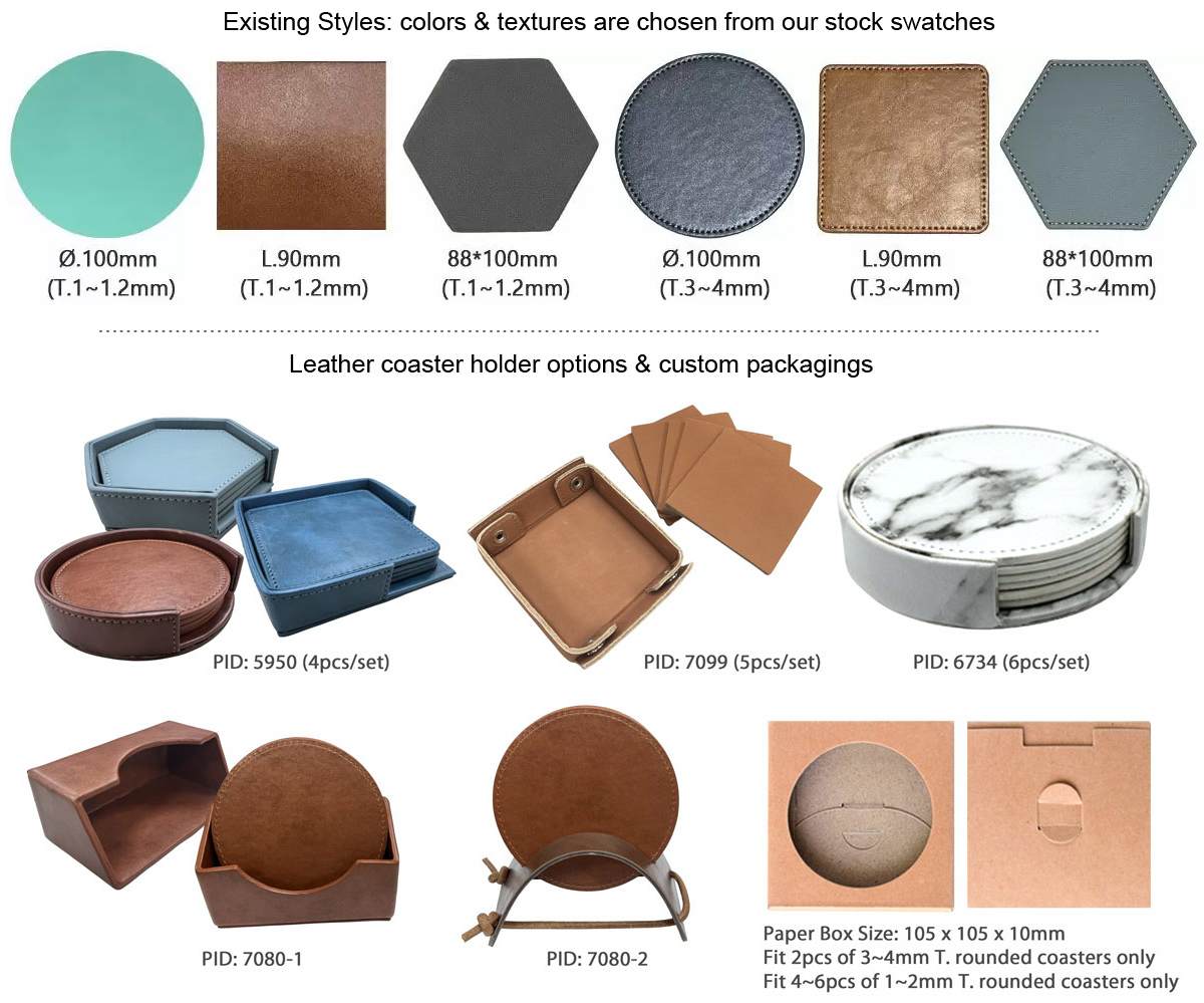 wholesale ready-shaped free cutting fee leather coasters