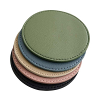 wholesale PU leather rounded drink coasters