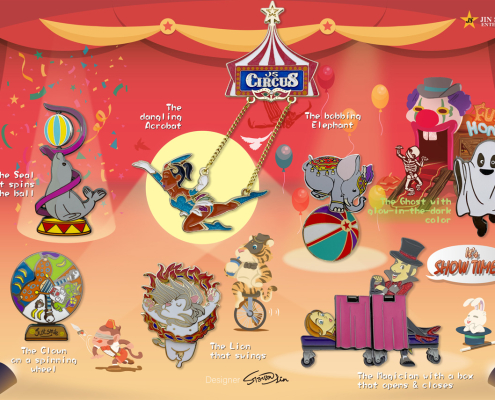 Custom Circus Souvenir Interactive Lapel Pins