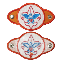 personalized snap button designed USA scout woggle holder with embroidery logo