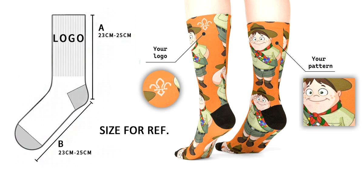 wholesale custom printed socks for boy scouts