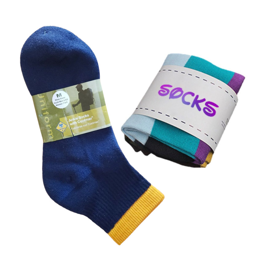 custom logo socks with paper wrap pacakging