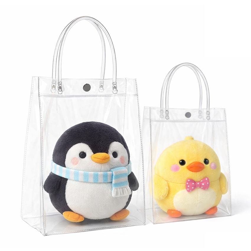 customized cute plush doll toy with clear PVC bag