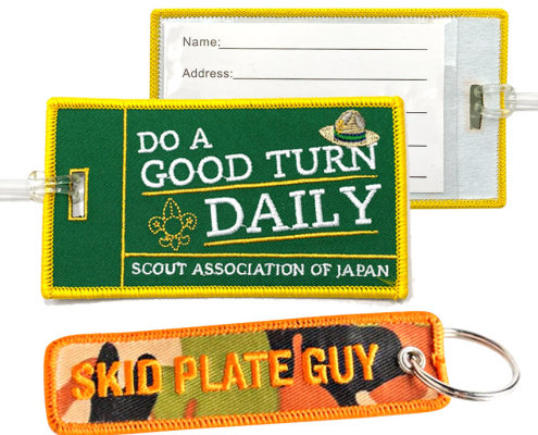 custom made embroidered scout luggage tags