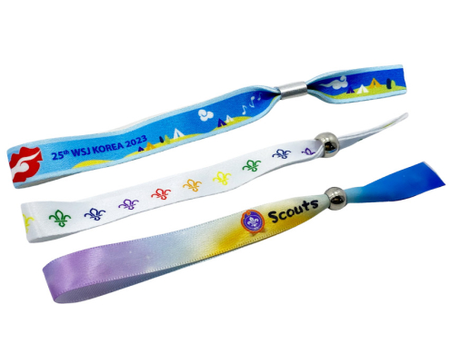 custom logo full color sublimation printed fabric boy scout wristbands