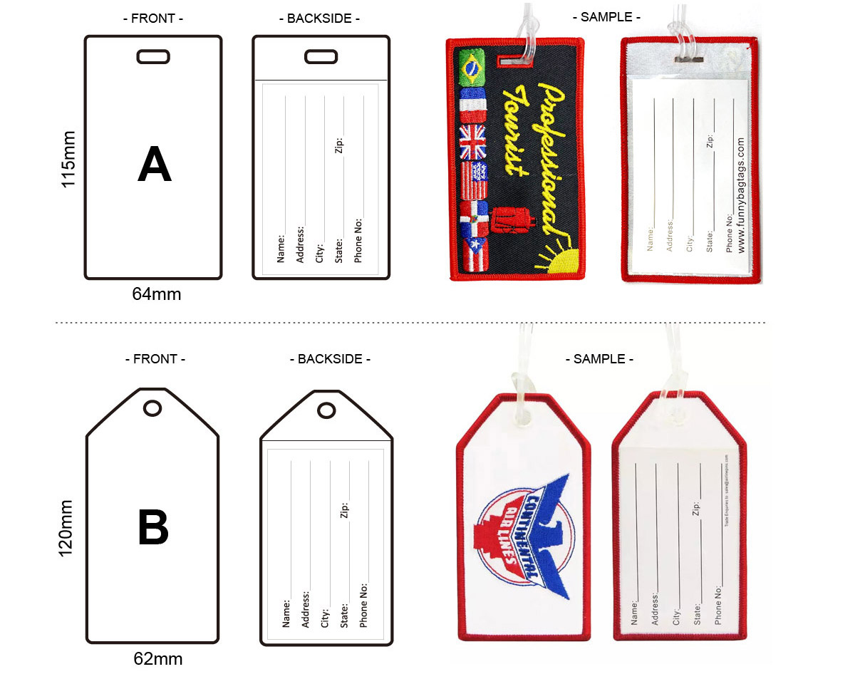 wholesale custom logo embroidered luggage tags