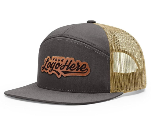 custom logo leather patch trucker cap