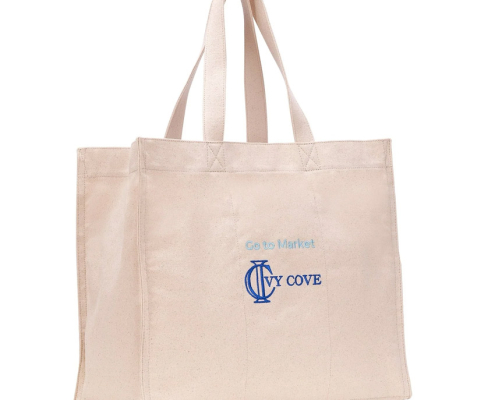 custom made promotional logo printed canvas gusset bag