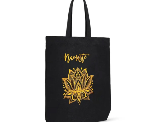 wholesale custom logo printed black canvas bag