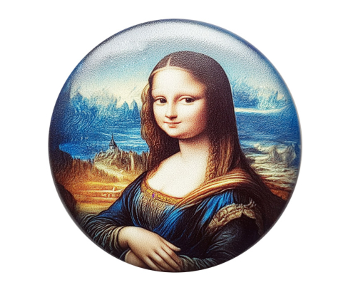 Custom Mona Lisa Leather Button Badge Souvenir