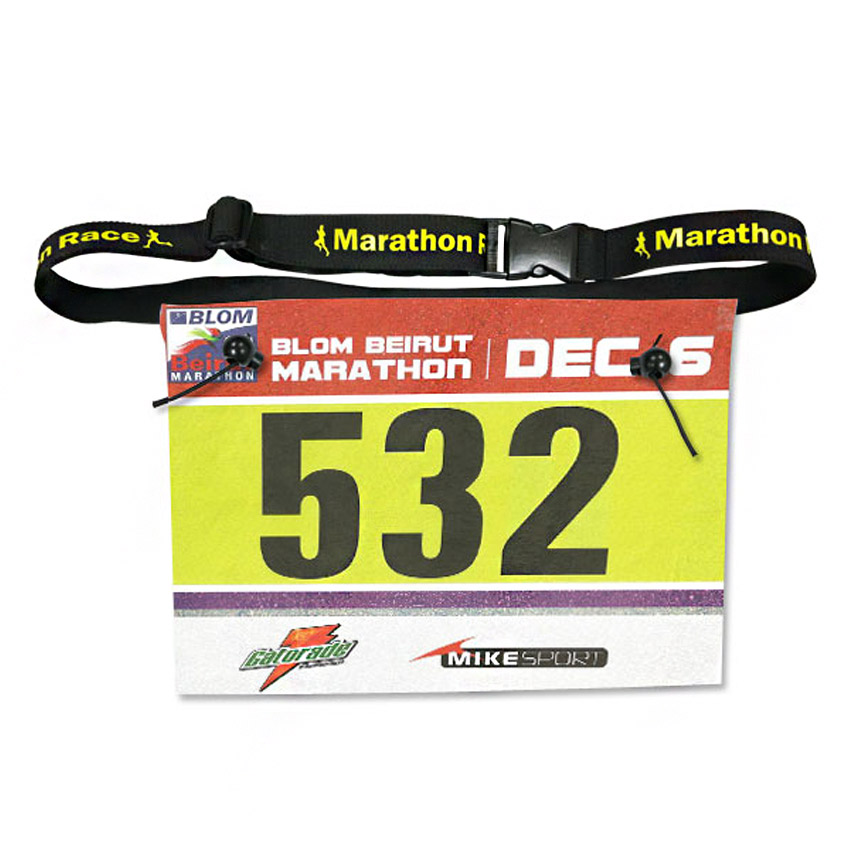 custom logo printed marathon race number belt