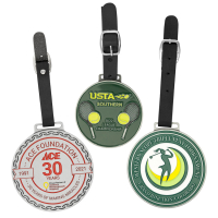custom enamel pebble leather golf bag tags