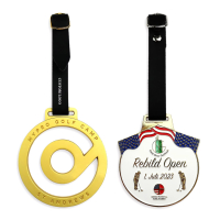 wholesale zinc alloy engraved metal bag tag for golf giveaway