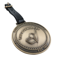 custom stamped round metal golf bag tag