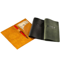 wholesale genuine leather custom debossed logo bill folder