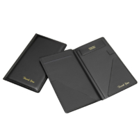 wholesale custom logo printed hotel stationery black leather bill check presenter holder