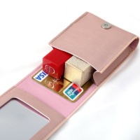 wholesale PU leather lipstick case with mirror
