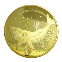 custom gold plated whale mirror effect mint coin