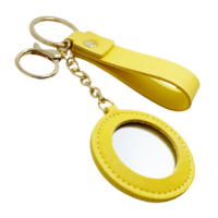 wholesale leather compact mirror bag charm keychain
