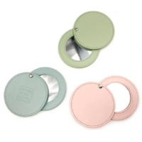 promotional leather compact mirror with debossed logo