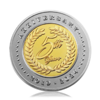 manufacturer custom logo commemorative anniversary souvenir dual tone coin
