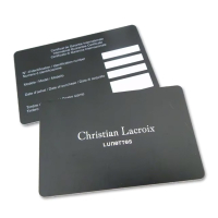 custom luxury metal warranty business card with serial number