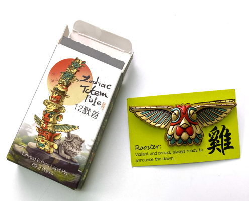 custom zodia totem metal pin badge blind box