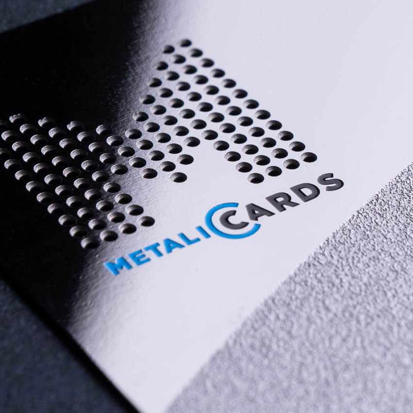 custom debossed color logo metal business card