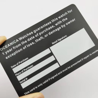 Customized metal warranty card
