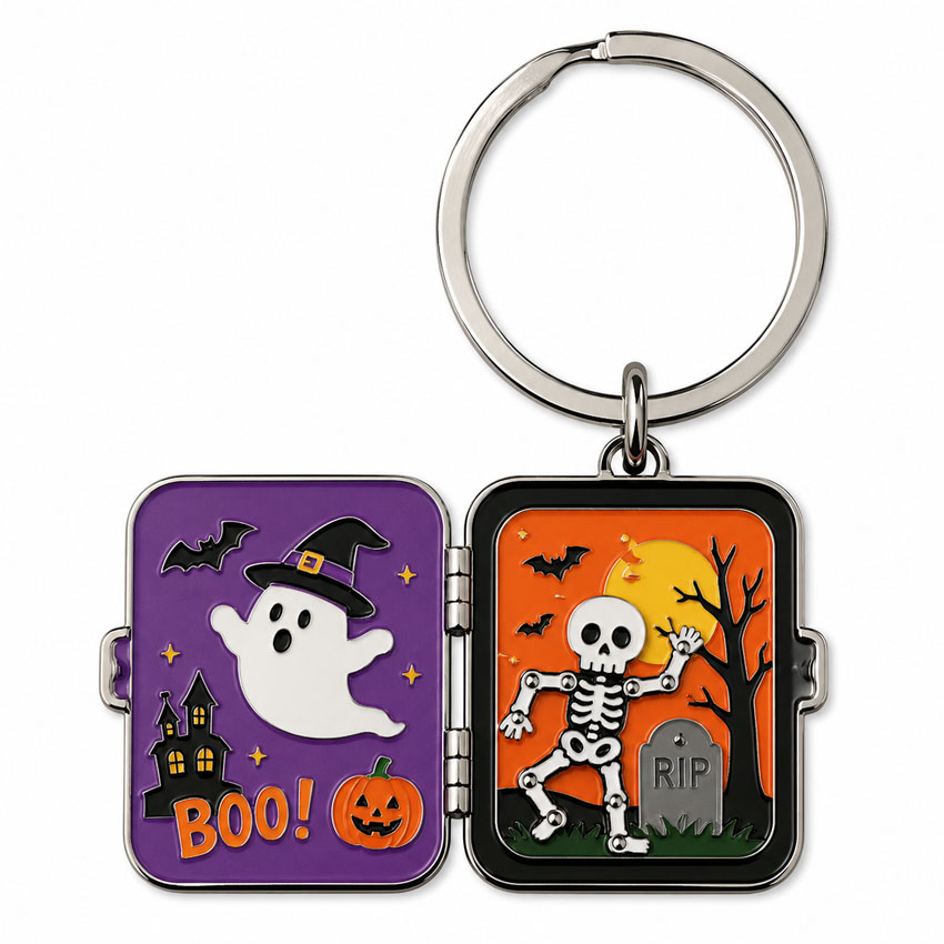 custom-metal-keychain-19 Hinged photo locket keychain with custom artwork inside