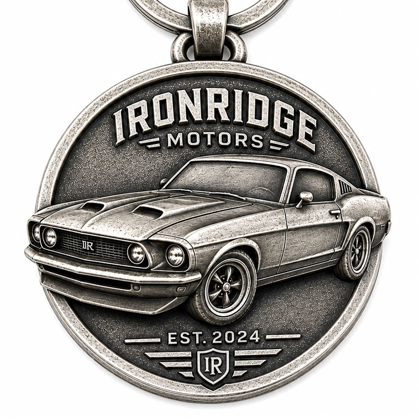 die-cast-keychain 3D die cast metal keychain with deep sculpted relief and antique silver finish