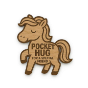 custom made wooden animal horse pocket hug token charm