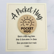 custom logo wooden pocket hug coin with paper card set