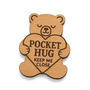 wholesale custom bear wooden pocket hug token