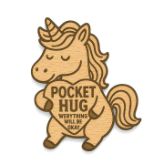 customized unicorn pocket hug token wooden gift