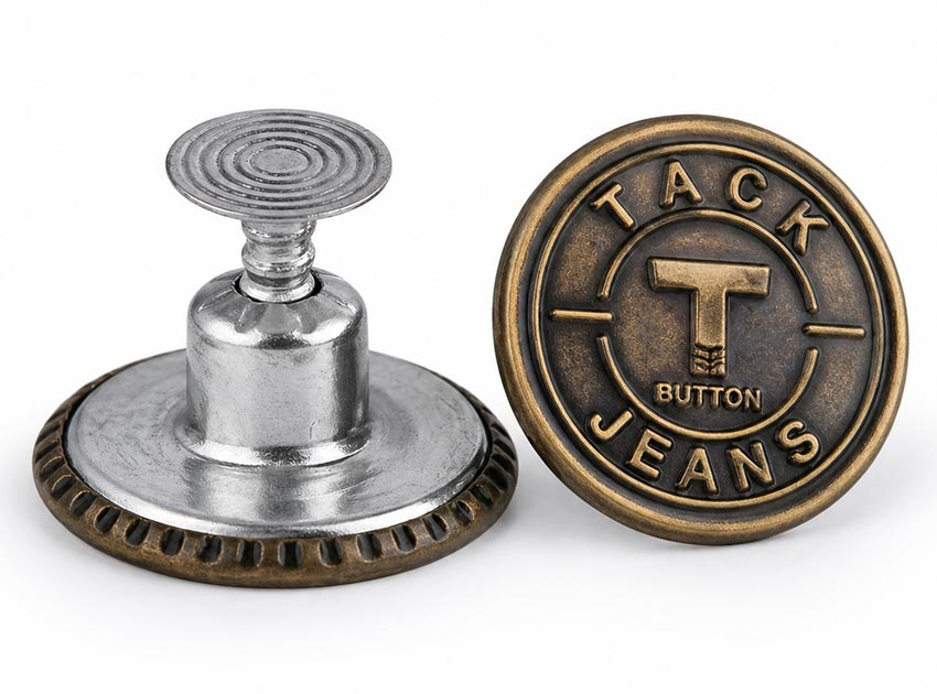 wholesale vintage style custom logo brass tack jeans buttons