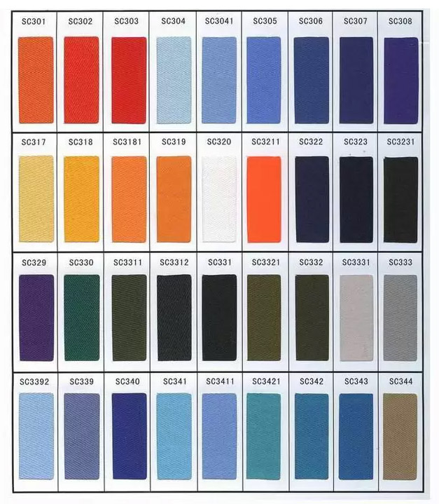 Fabric Color Chart 1 for Custom Embroidery Products